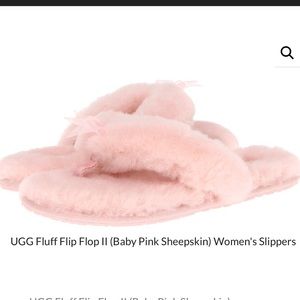 UGG Pink Fluff Flip Flop Slippers 9